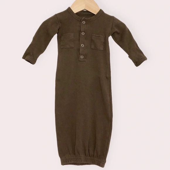 L'ovedBaby sleeping gown brown snap front gender neutral size 0-3 months - Picture 2 of 10